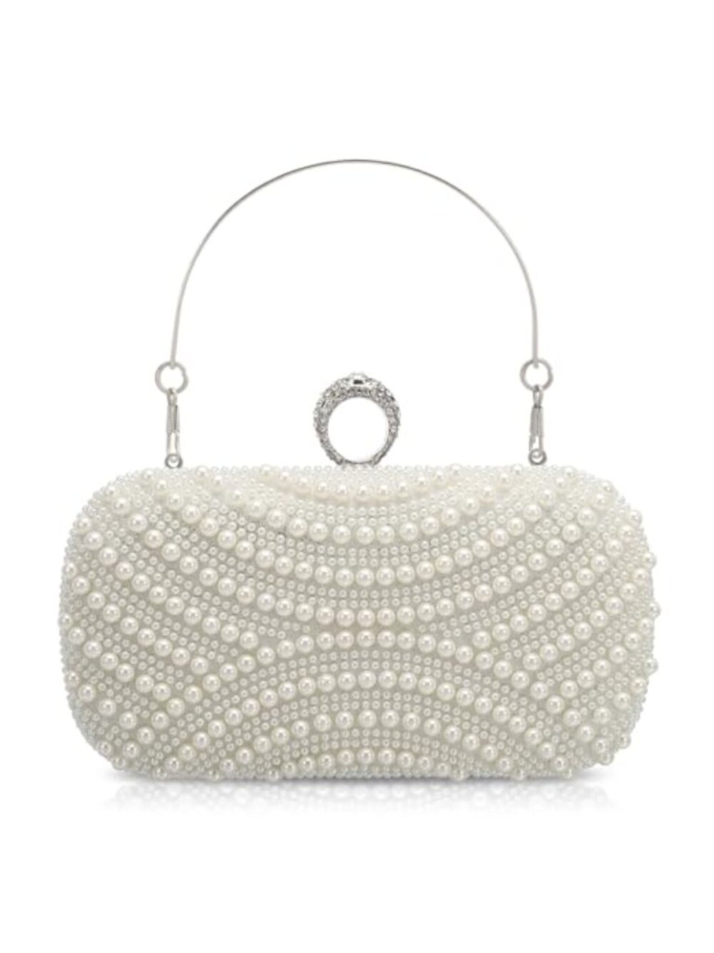 Vintage Beaded Evening Clutch Purse - Rhinestone Ring Buckle, Crossbody &